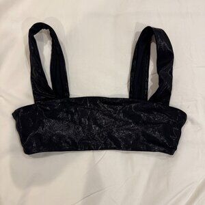 NWOT WEWOREWHAT Black Metallic Shimmer Sports Bra Size Small